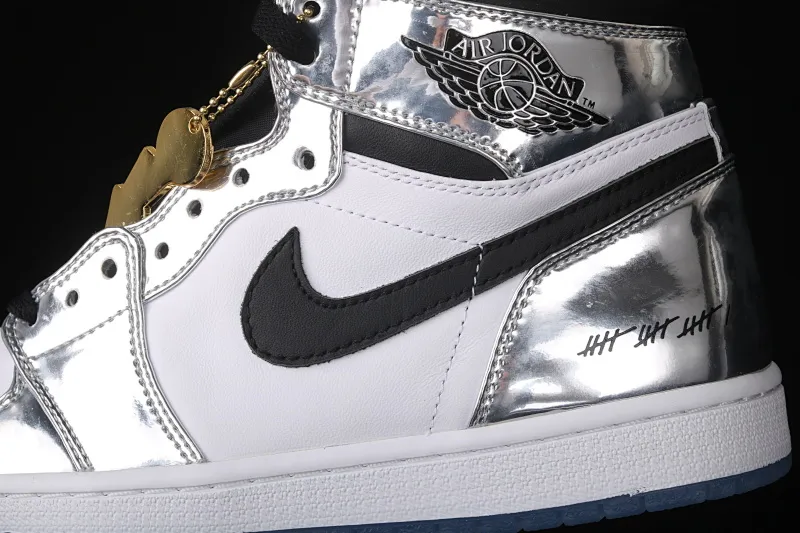 All categories Air Jordan Jordan series basketball shoes Air Jordan 1 High #ZG version Air Jordan 1 Pass The Torch AJ1 Joe 1 Leonard liquid electroplating silver AQ7476-016